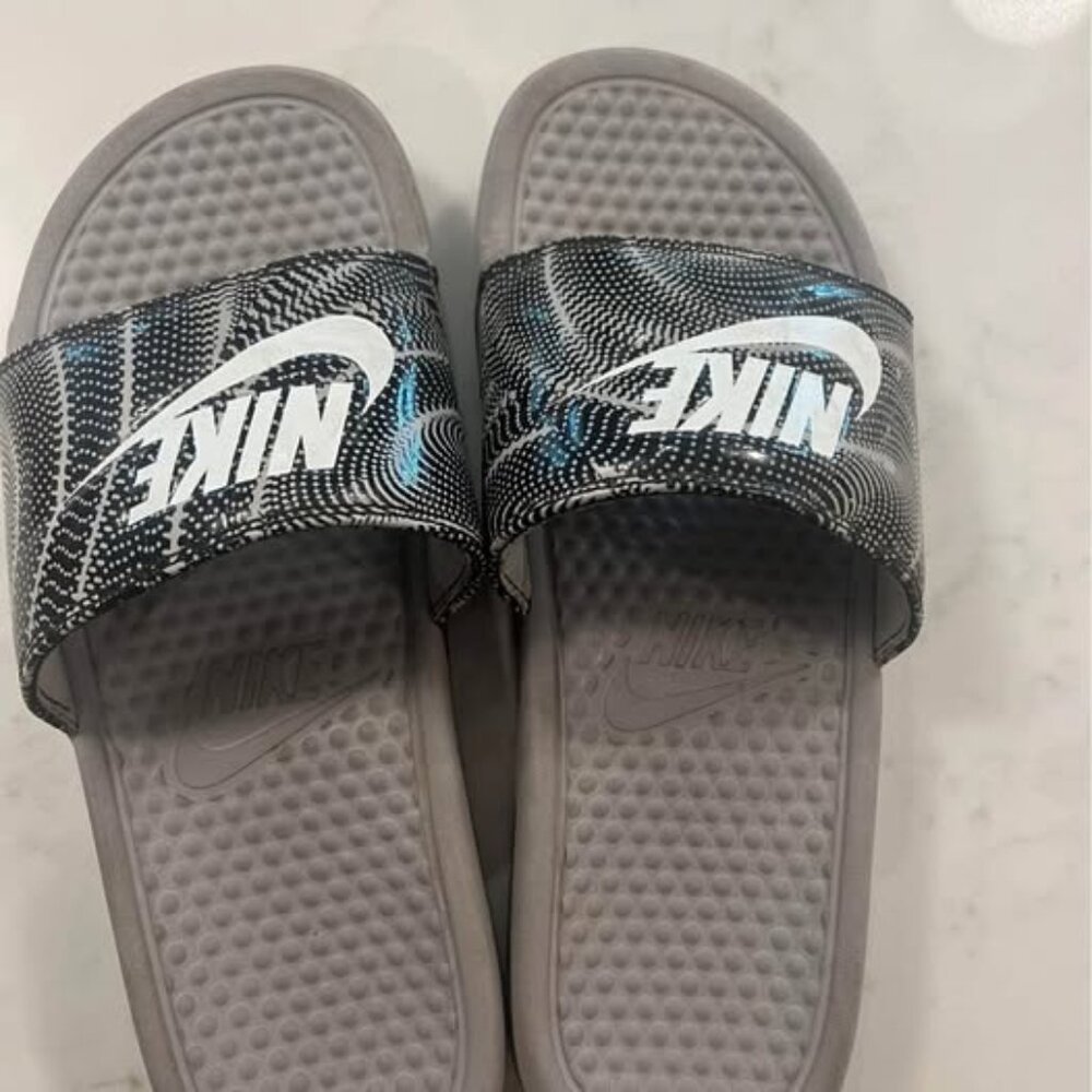 Grey Nike Slides